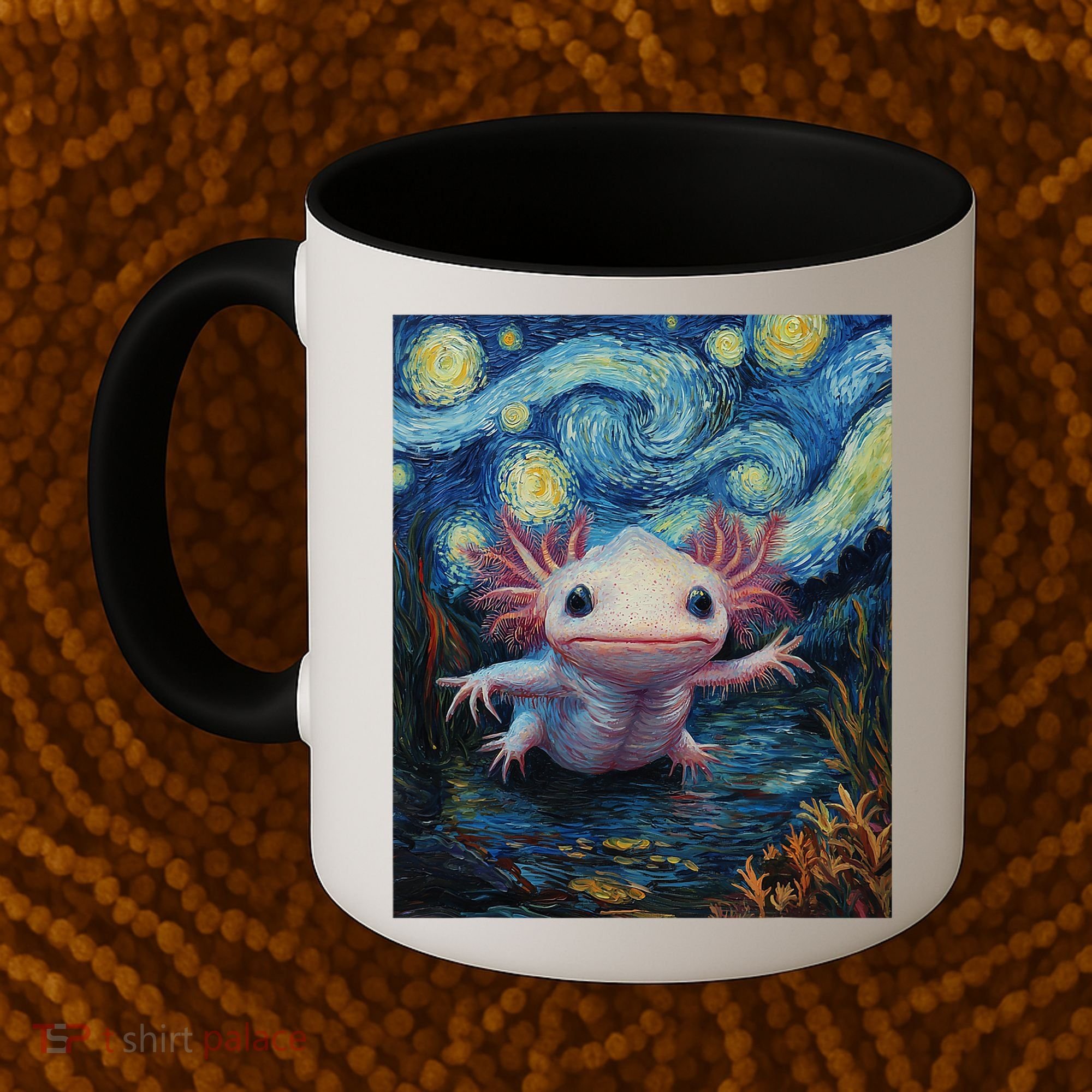 Axolotl Kawaii - Van Gogh Style - Starry Night Graphic  Coffee Mug