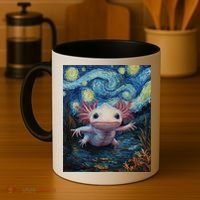 Axolotl Kawaii - Van Gogh Style - Starry Night Graphic  Coffee Mug thumb 4
