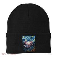 Axolotl Kawaii - Van Gogh Style - Starry Night Graphic  Beanie thumb 0