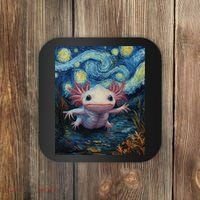 Axolotl Kawaii - Van Gogh Style - Starry Night Graphic  Coaster thumb 0