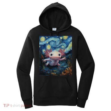 Axolotl Kawaii - Van Gogh Style - Starry Night Graphic  Women's Hoodie