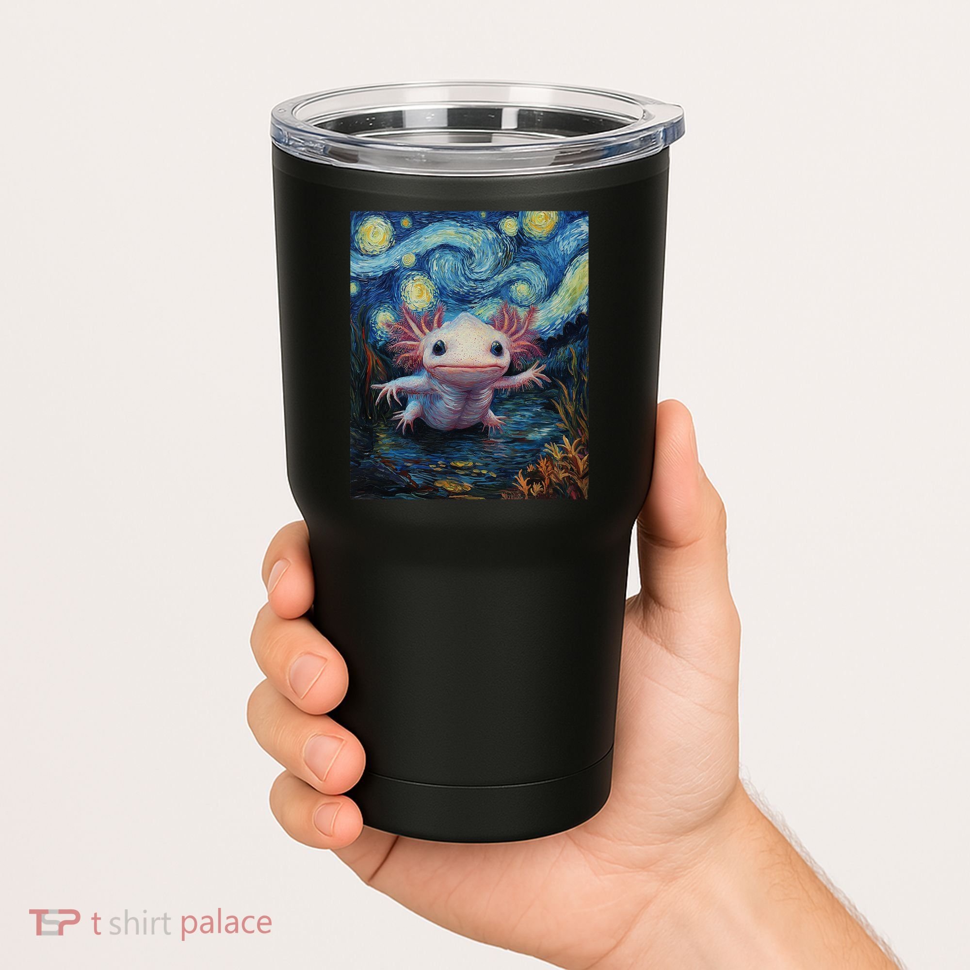 Axolotl Kawaii - Van Gogh Style - Starry Night Graphic  Tumbler