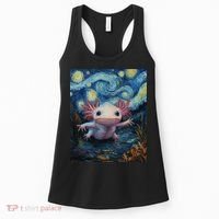 Axolotl Kawaii - Van Gogh Style - Starry Night Graphic  Women's Tank Top thumb 0