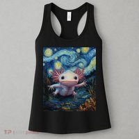Axolotl Kawaii - Van Gogh Style - Starry Night Graphic  Women's Tank Top thumb 3