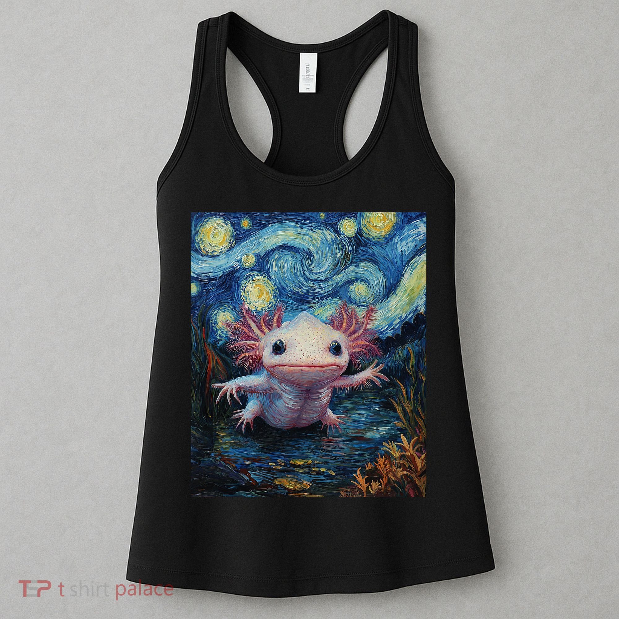 Axolotl Kawaii - Van Gogh Style - Starry Night Graphic  Women's Tank Top