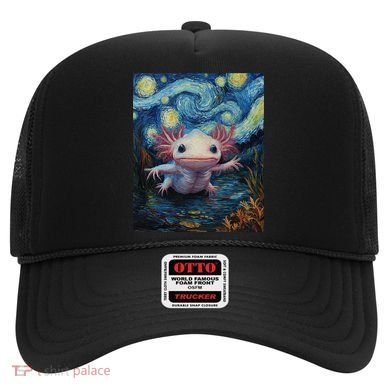 Axolotl Kawaii - Van Gogh Style - Starry Night Graphic  Hat
