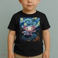 Axolotl Kawaii - Van Gogh Style - Starry Night Graphic  Toddler T-Shirt thumb 2