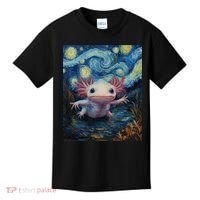 Axolotl Kawaii - Van Gogh Style - Starry Night Graphic  Kids T-Shirt thumb 0