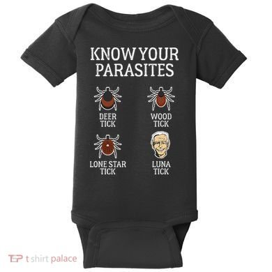 Antibiden Know Your Parasites Lunatic Impeach Joe Biden Baby Bodysuit