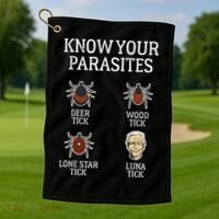 Antibiden Know Your Parasites Lunatic Impeach Joe Biden Golf Towel thumb 1
