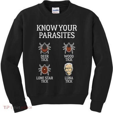Antibiden Know Your Parasites Lunatic Impeach Joe Biden Kids Sweatshirt