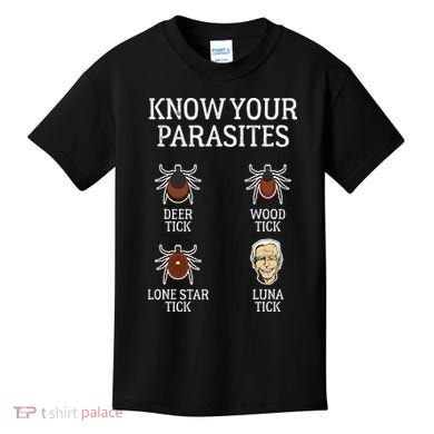 Antibiden Know Your Parasites Lunatic Impeach Joe Biden Kids T-Shirt