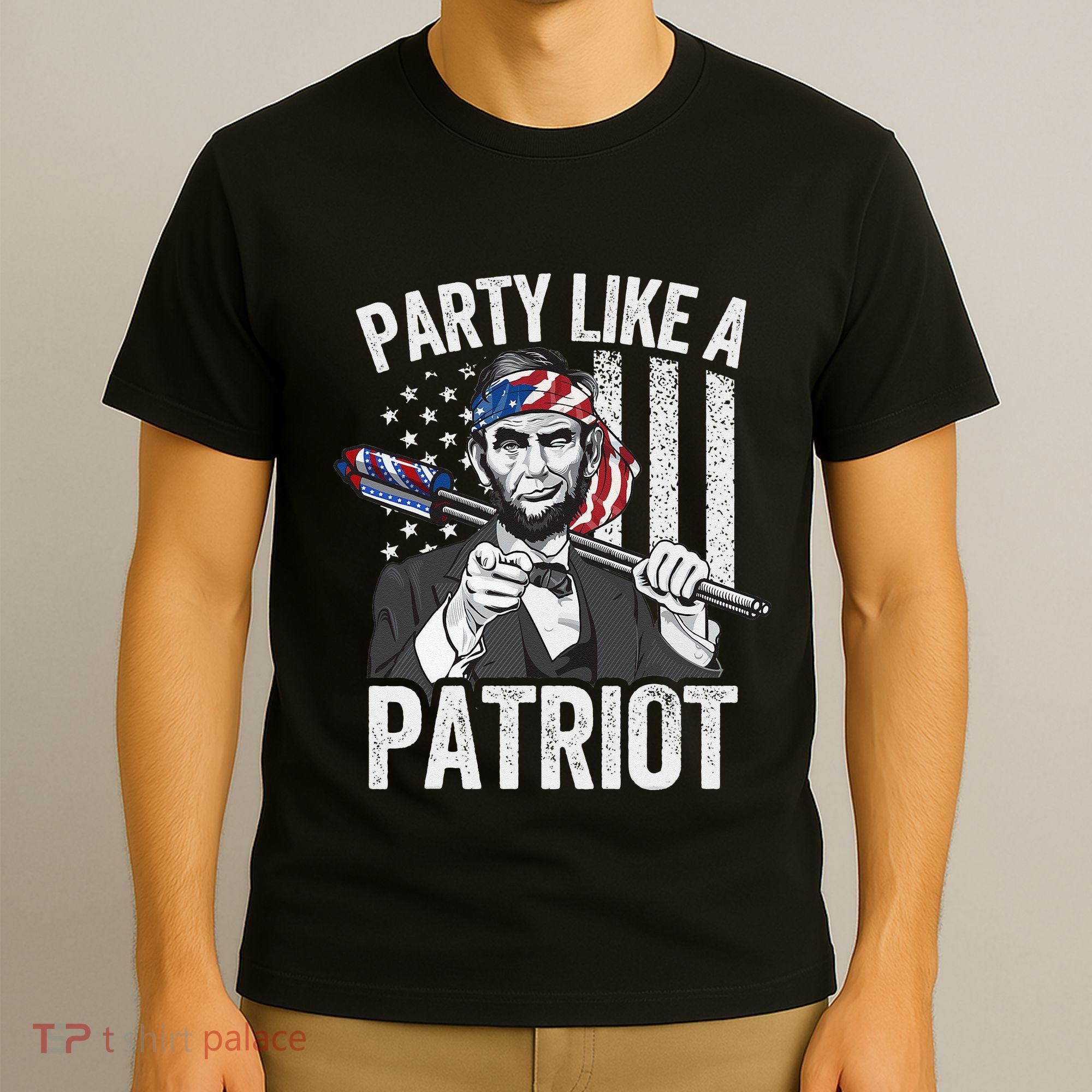 Abraham Lincoln 4th Of July American USA Flag T-Shirt