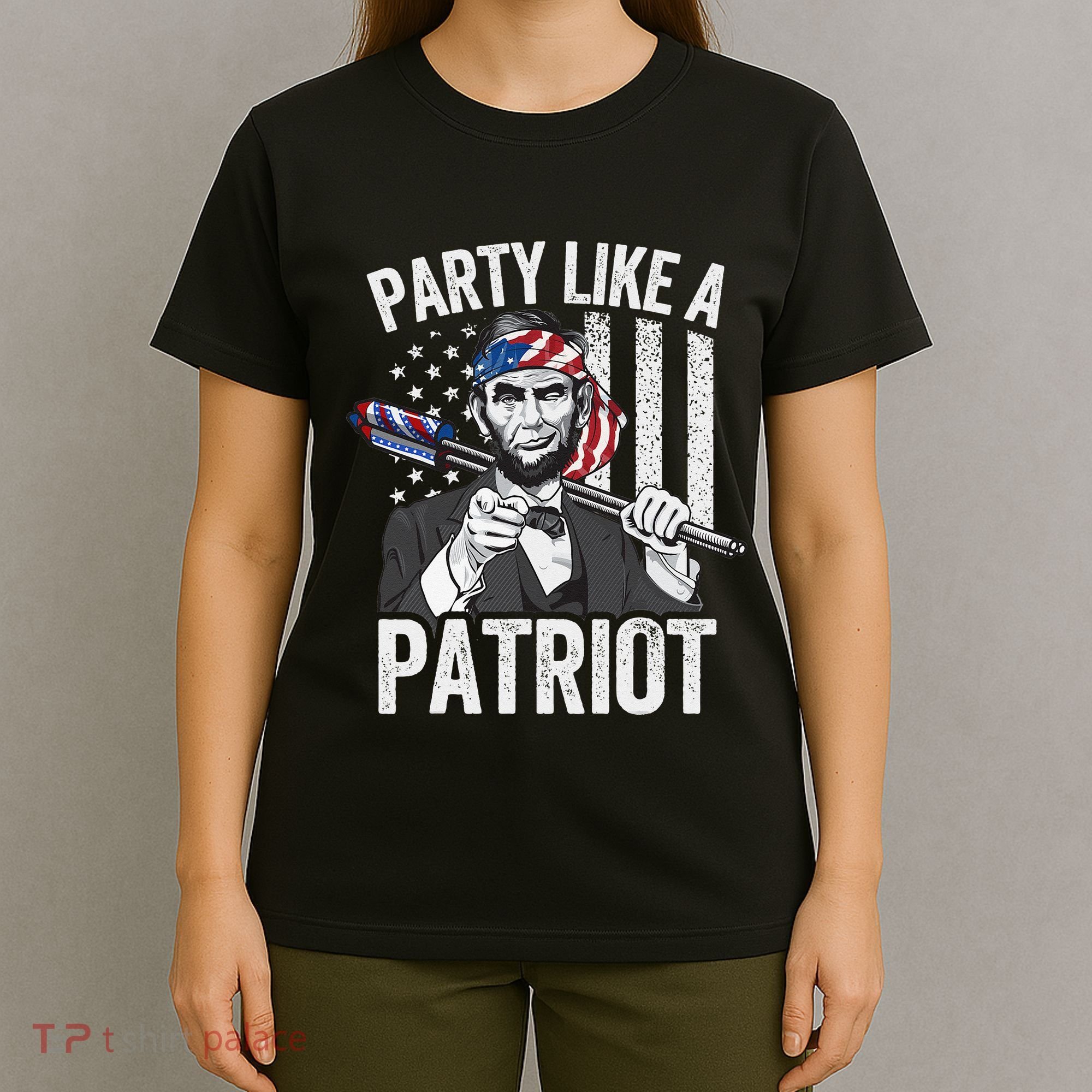 Abraham Lincoln 4th Of July American USA Flag T-Shirt