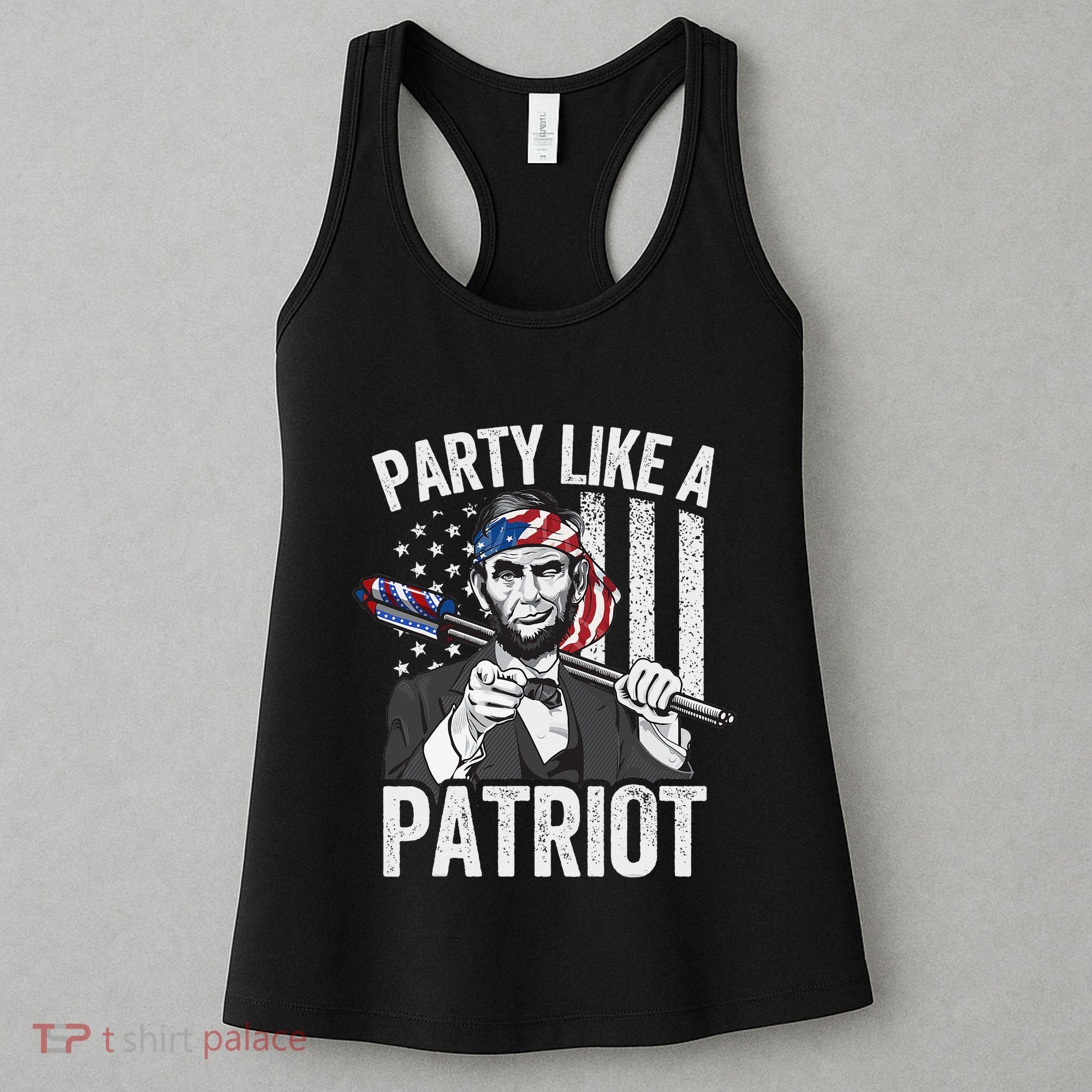 Abraham Lincoln 4th Of July American USA Flag Women's Tank Top