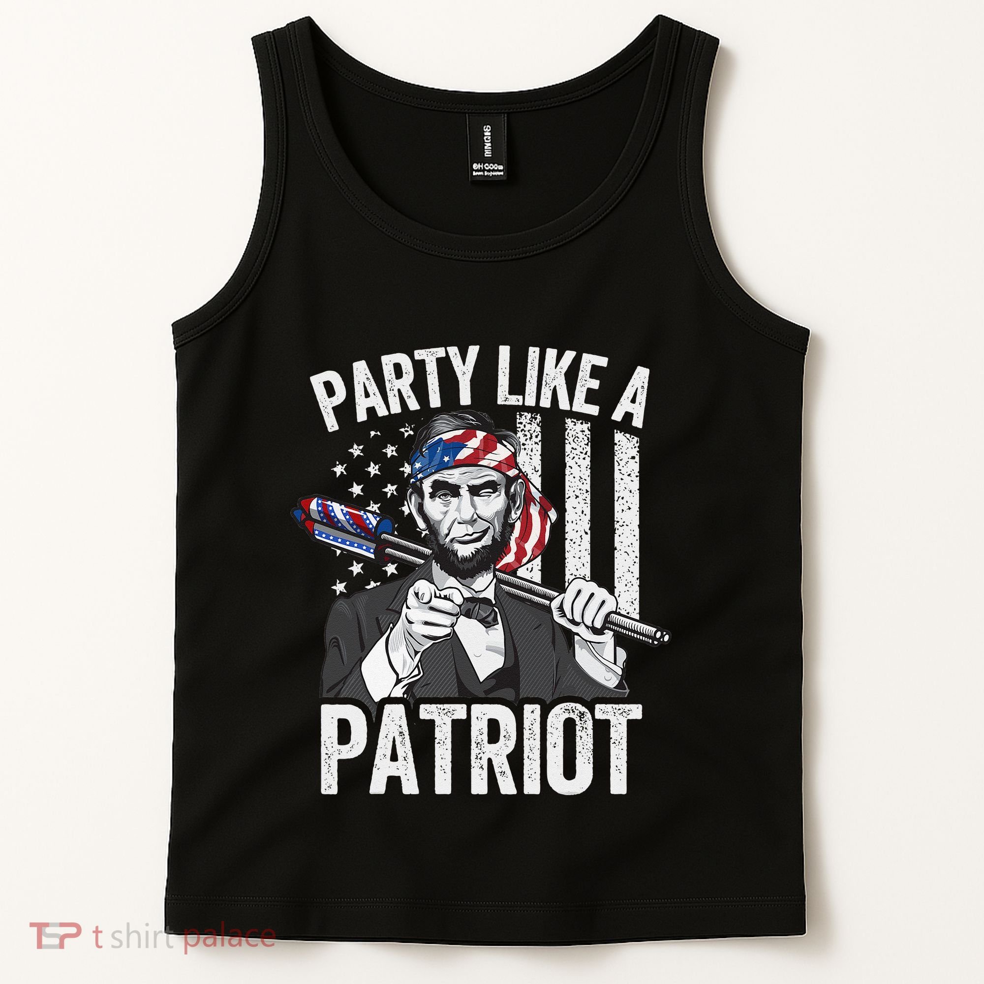 Abraham Lincoln 4th Of July American USA Flag Tank Top