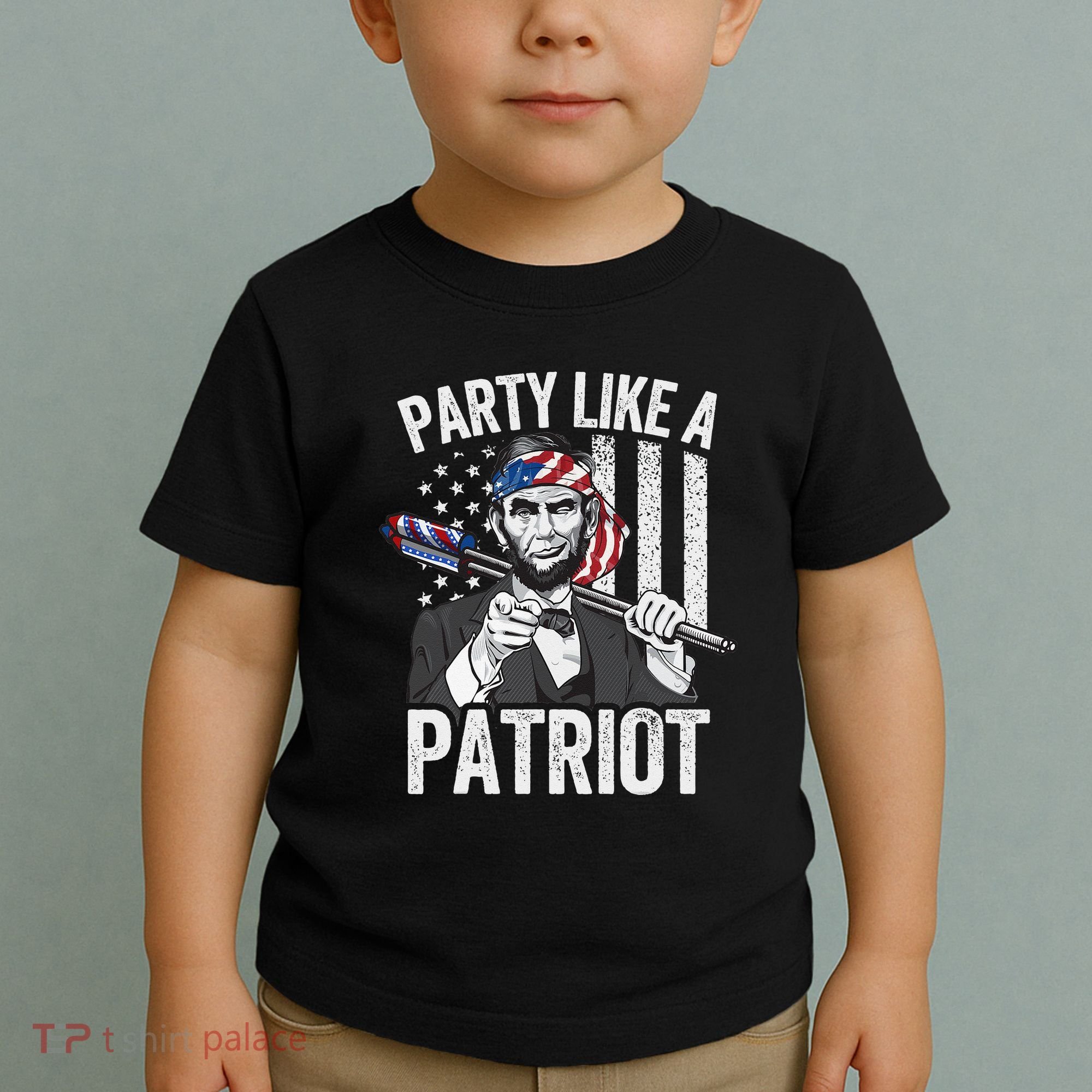Abraham Lincoln 4th Of July American USA Flag Toddler T-Shirt