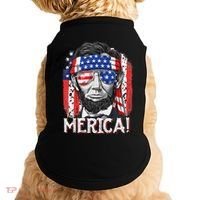 Abraham Lincoln 4th Of July Merica  American Flag Doggie Tank thumb 0