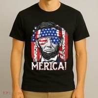 Abraham Lincoln 4th Of July Merica  American Flag T-Shirt thumb 3