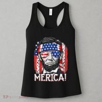 Abraham Lincoln 4th Of July Merica  American Flag Women's Tank Top thumb 3