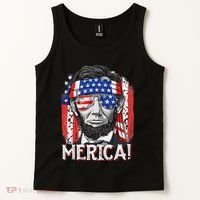 Abraham Lincoln 4th Of July Merica  American Flag Tank Top thumb 2
