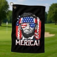 Abraham Lincoln 4th Of July Merica  American Flag Golf Towel thumb 1