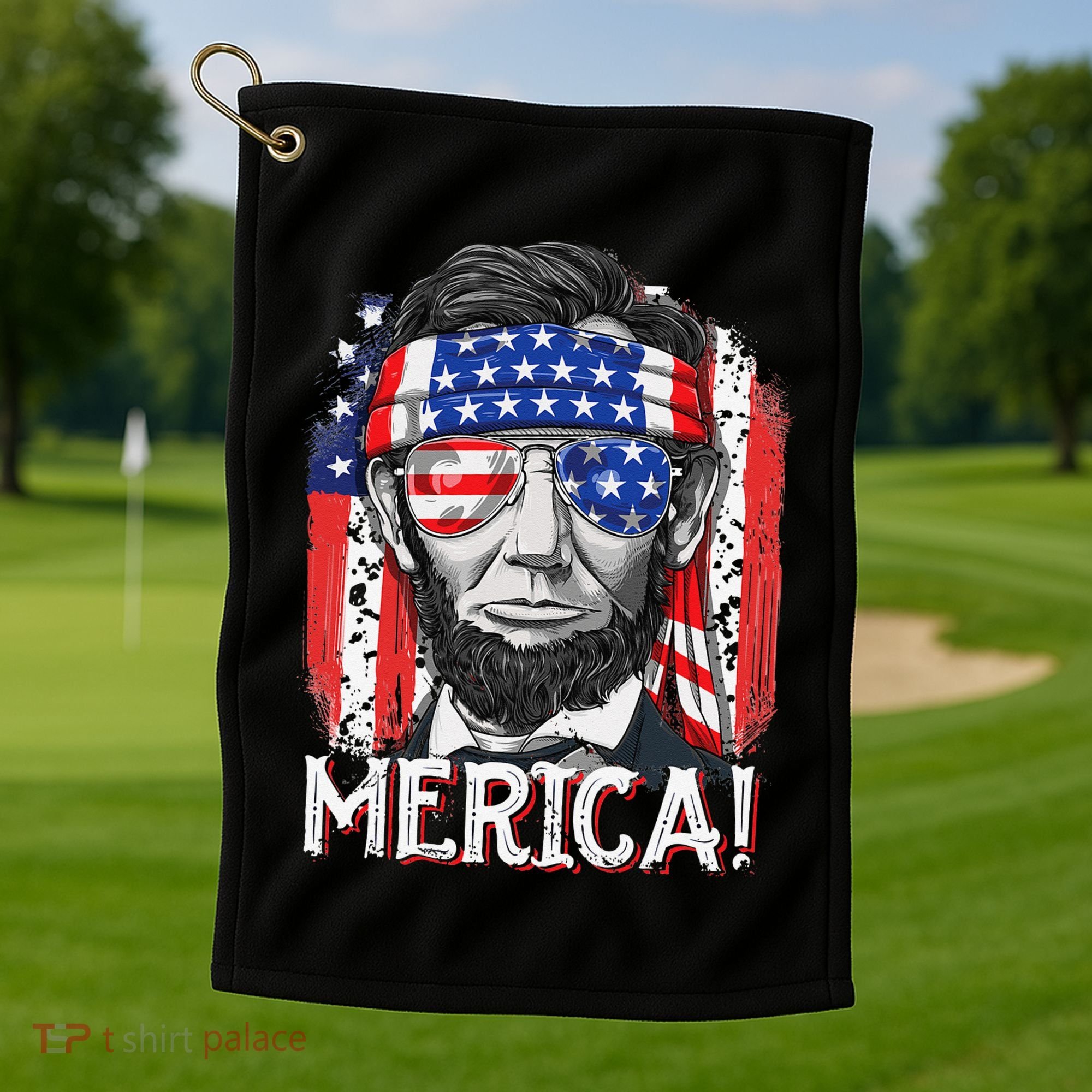 Abraham Lincoln 4th Of July Merica  American Flag Golf Towel
