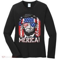 Abraham Lincoln 4th Of July Merica  American Flag Women's Long Sleeve Shirt thumb 0
