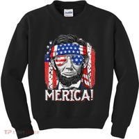 Abraham Lincoln 4th Of July Merica  American Flag Kids Sweatshirt thumb 0