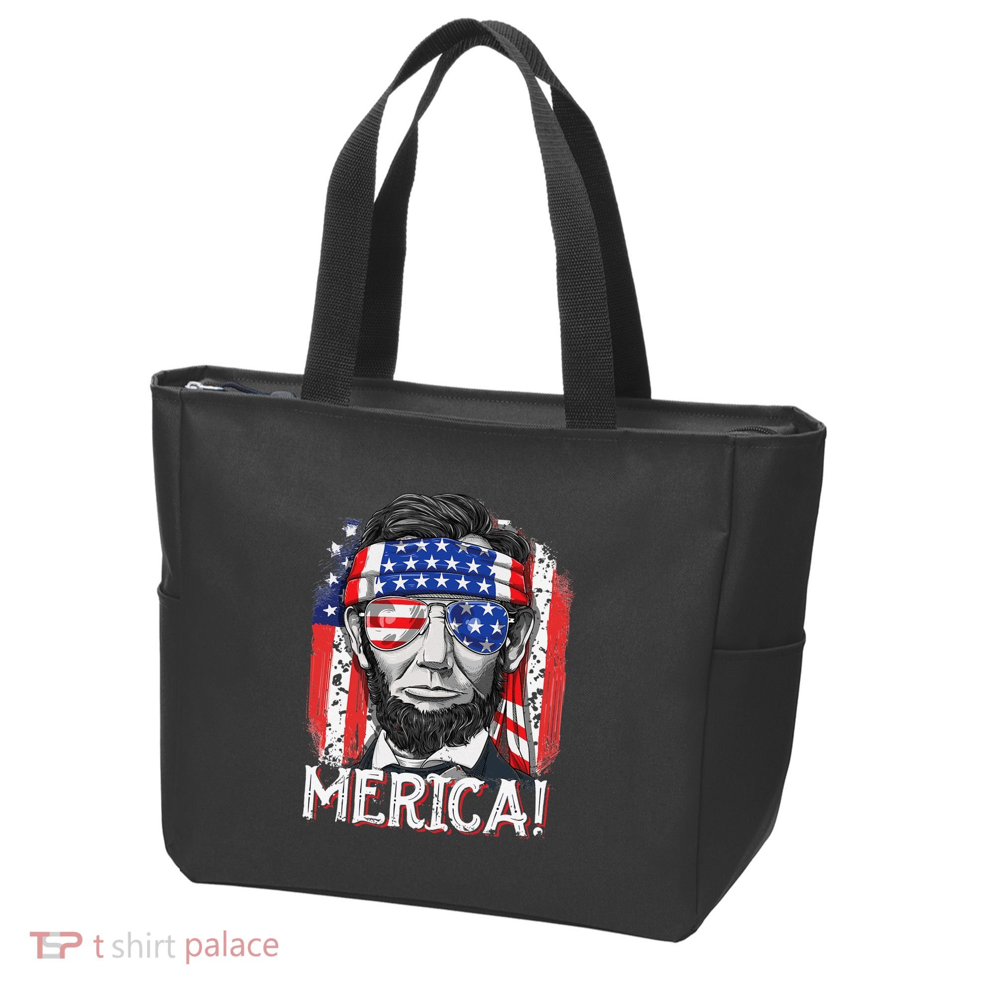 Abraham Lincoln 4th Of July Merica  American Flag Tote Bag