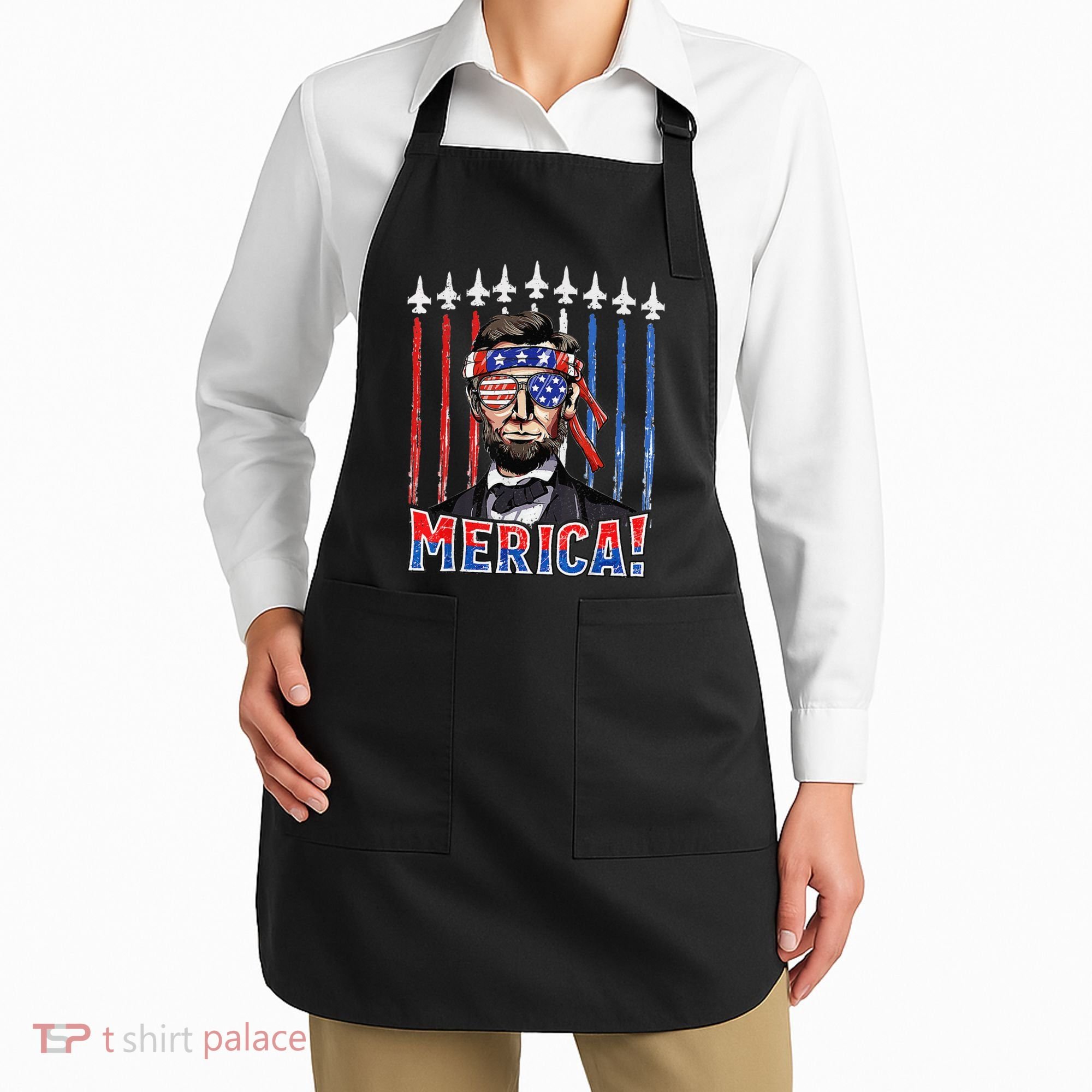 Abraham Lincoln 4th Of July Merica Patriotic American Flag Apron