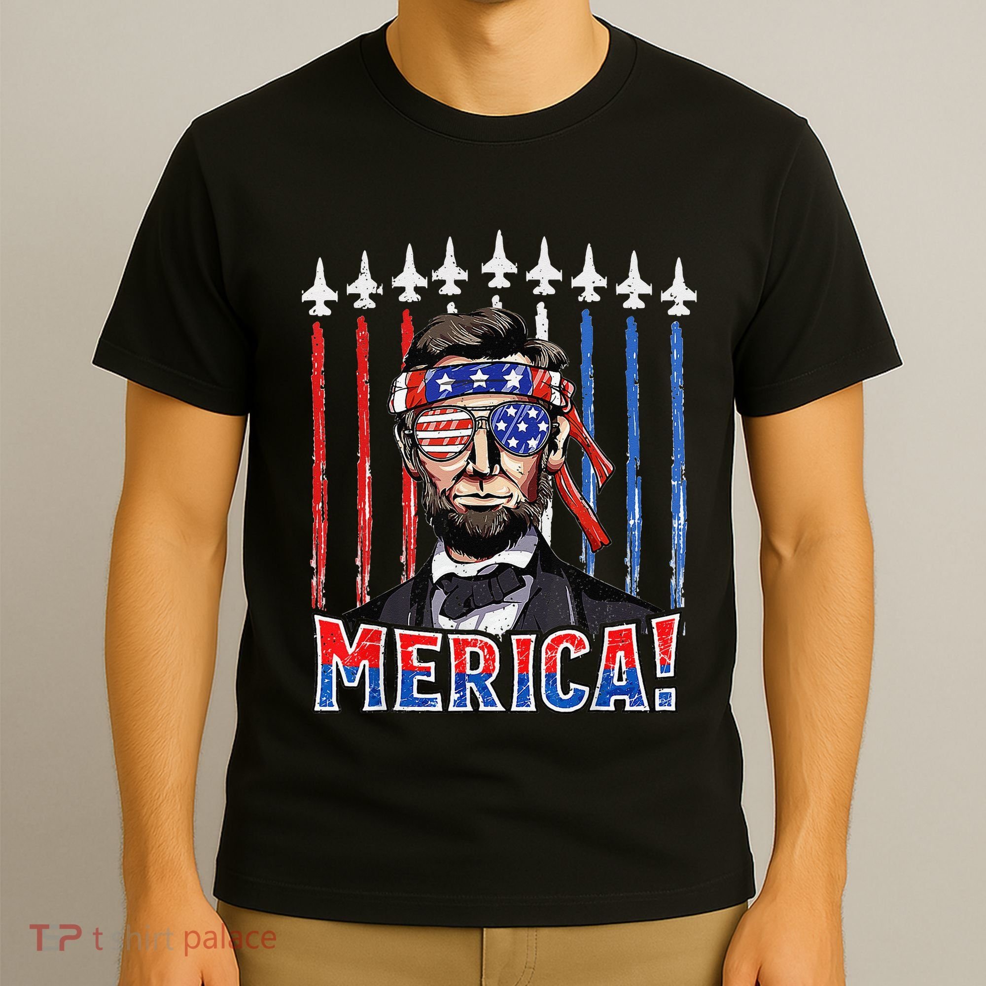 Abraham Lincoln 4th Of July Merica Patriotic American Flag T-Shirt