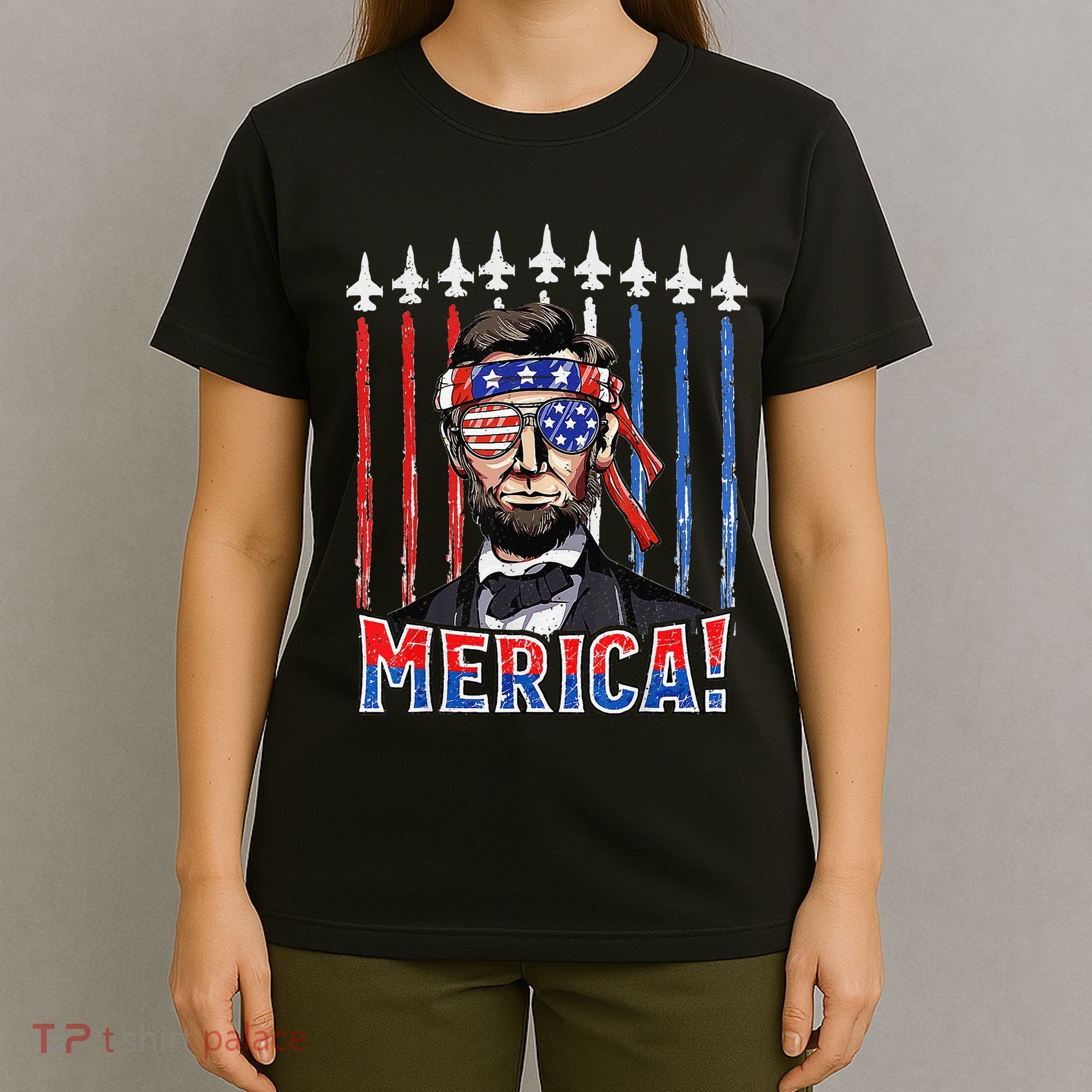 Abraham Lincoln 4th Of July Merica Patriotic American Flag T-Shirt