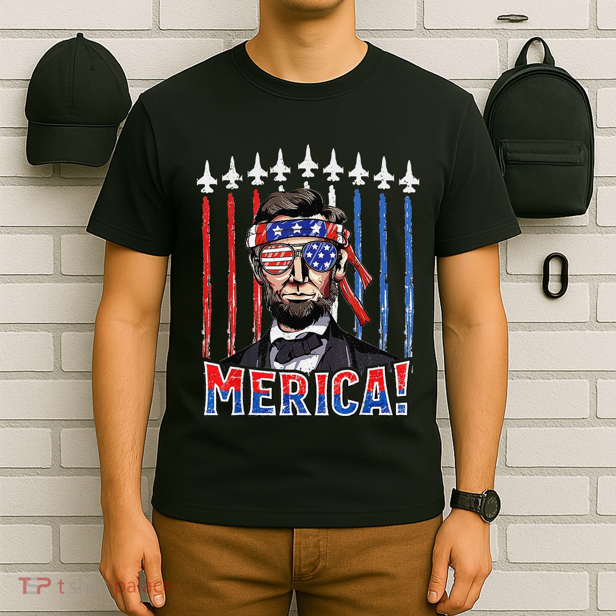 Abraham Lincoln 4th Of July Merica Patriotic American Flag T-Shirt