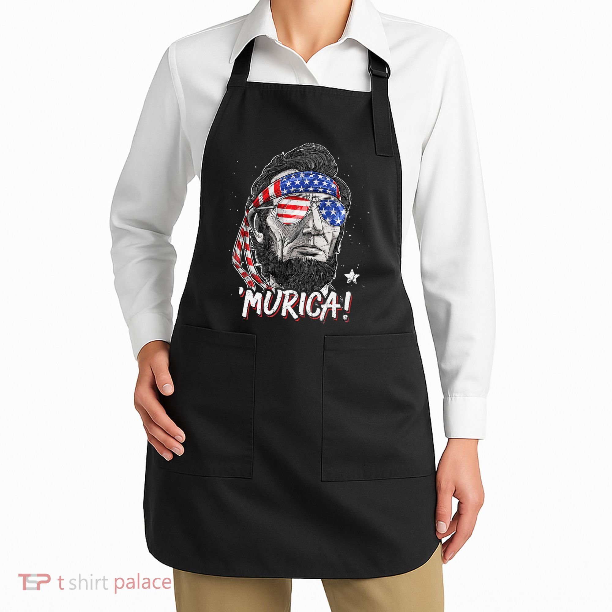 Abraham Lincoln 4th Of July Murica   American Flag Apron