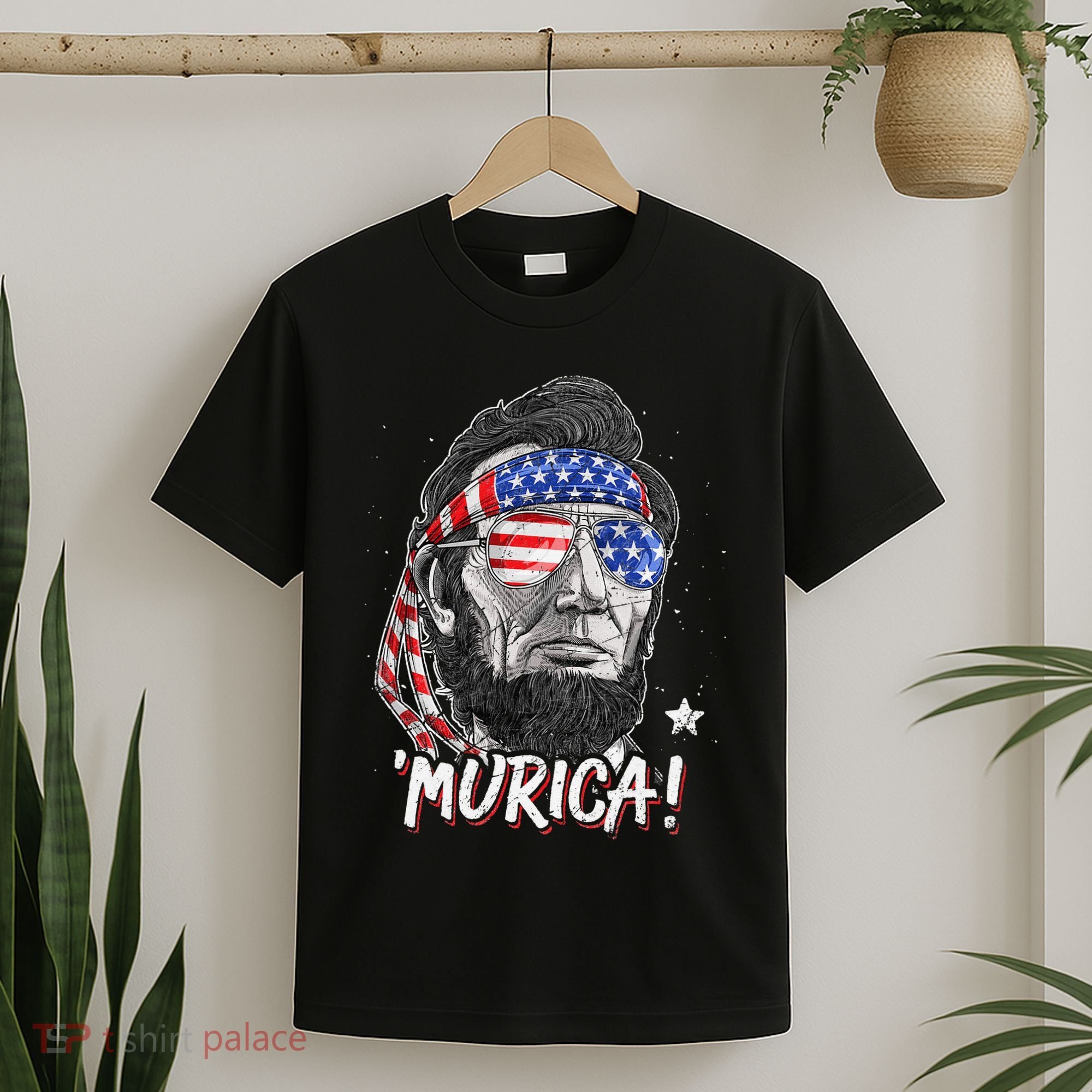 Abraham Lincoln 4th Of July Murica   American Flag T-Shirt