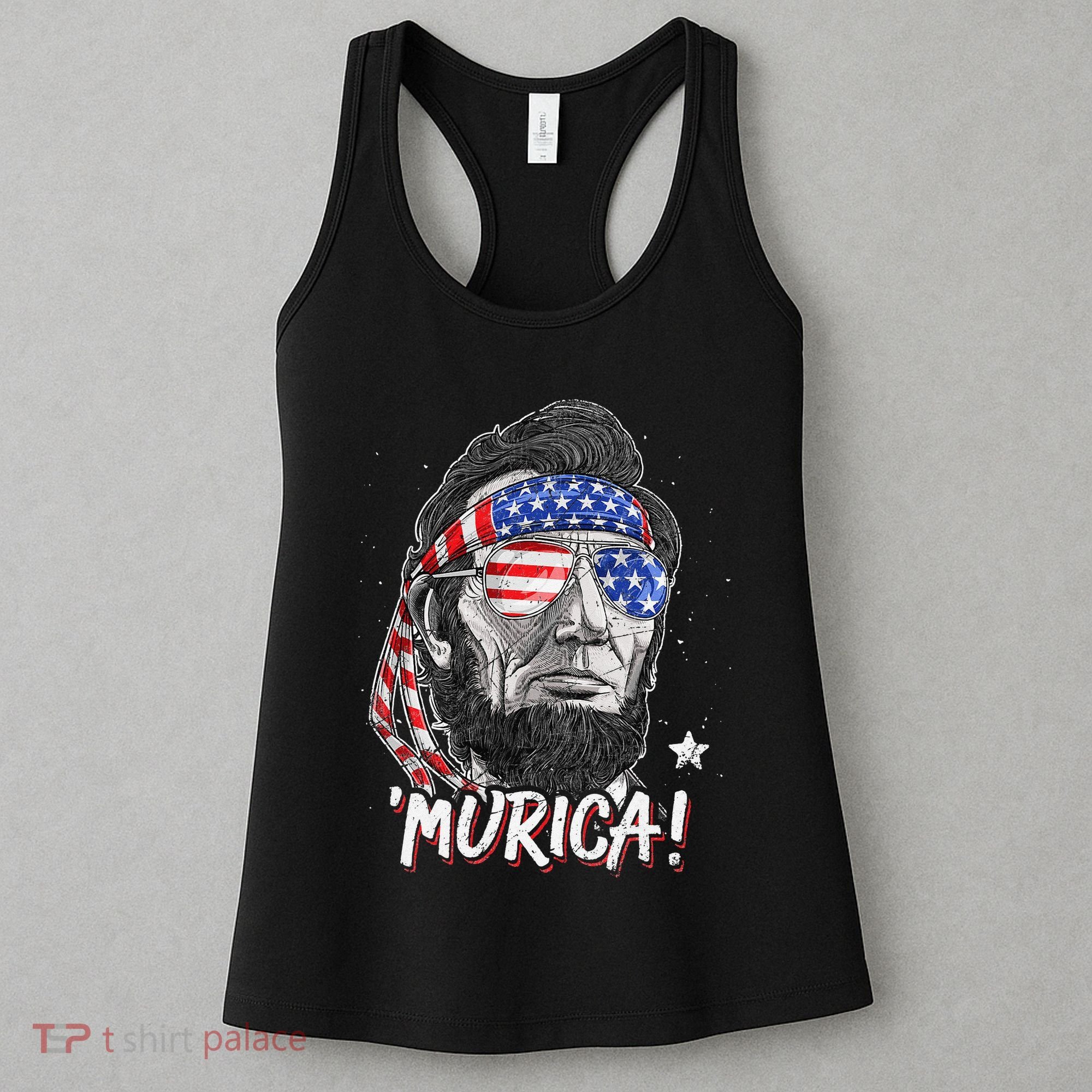 Abraham Lincoln 4th Of July Murica   American Flag Women's Tank Top