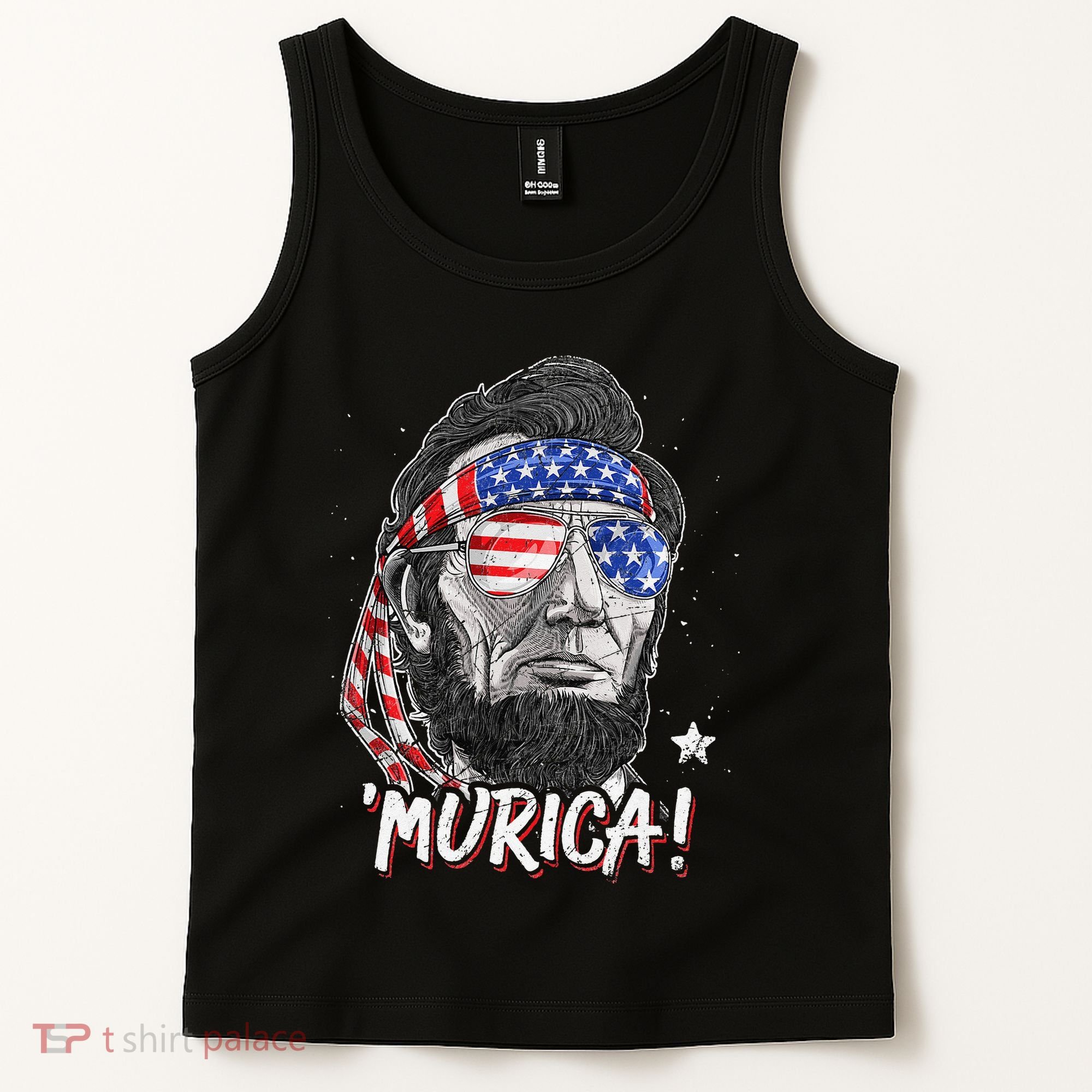 Abraham Lincoln 4th Of July Murica   American Flag Tank Top