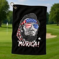 Abraham Lincoln 4th Of July Murica   American Flag Golf Towel thumb 1