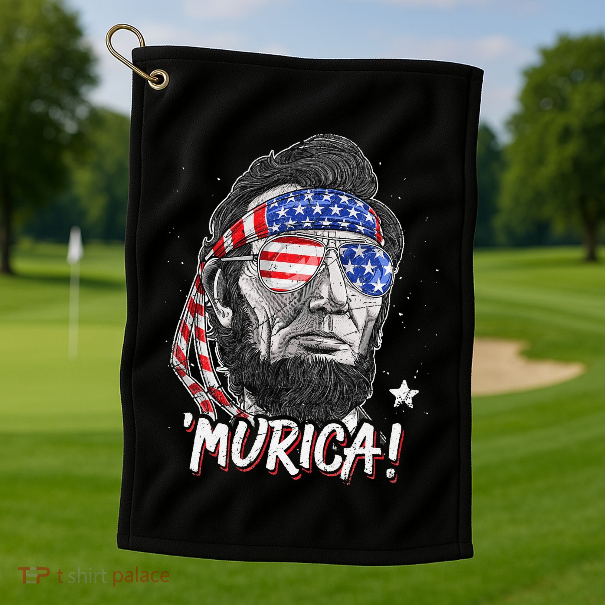 Abraham Lincoln 4th Of July Murica   American Flag Golf Towel