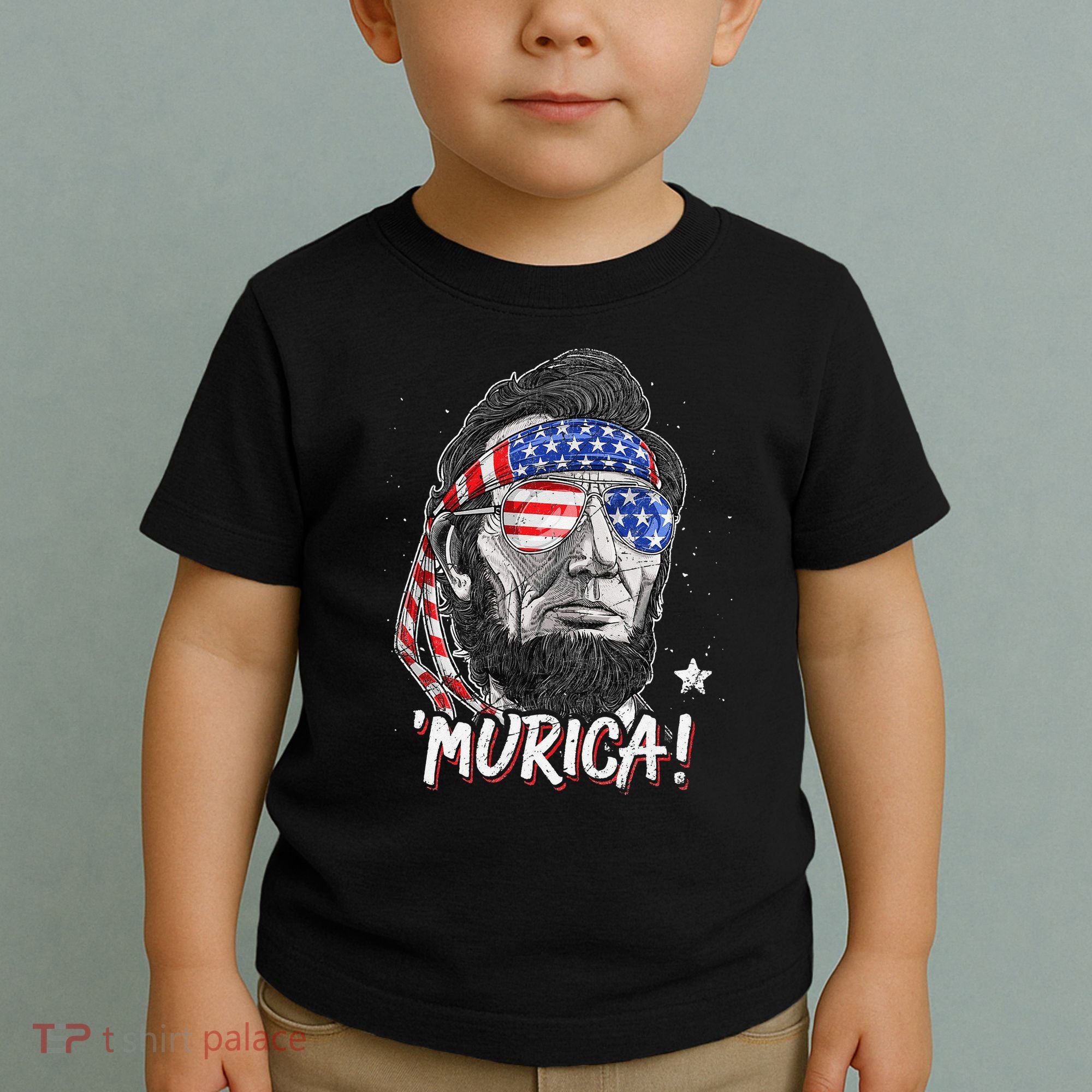 Abraham Lincoln 4th Of July Murica   American Flag Toddler T-Shirt