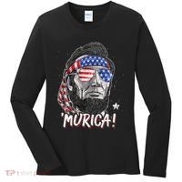 Abraham Lincoln 4th Of July Murica   American Flag Women's Long Sleeve Shirt thumb 0