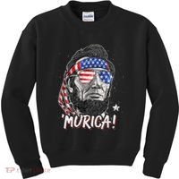 Abraham Lincoln 4th Of July Murica   American Flag Kids Sweatshirt thumb 0