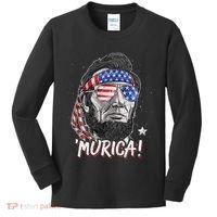 Abraham Lincoln 4th Of July Murica   American Flag Kids Long Sleeve Shirt thumb 0