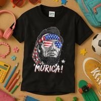 Abraham Lincoln 4th Of July Murica   American Flag Kids T-Shirt thumb 3