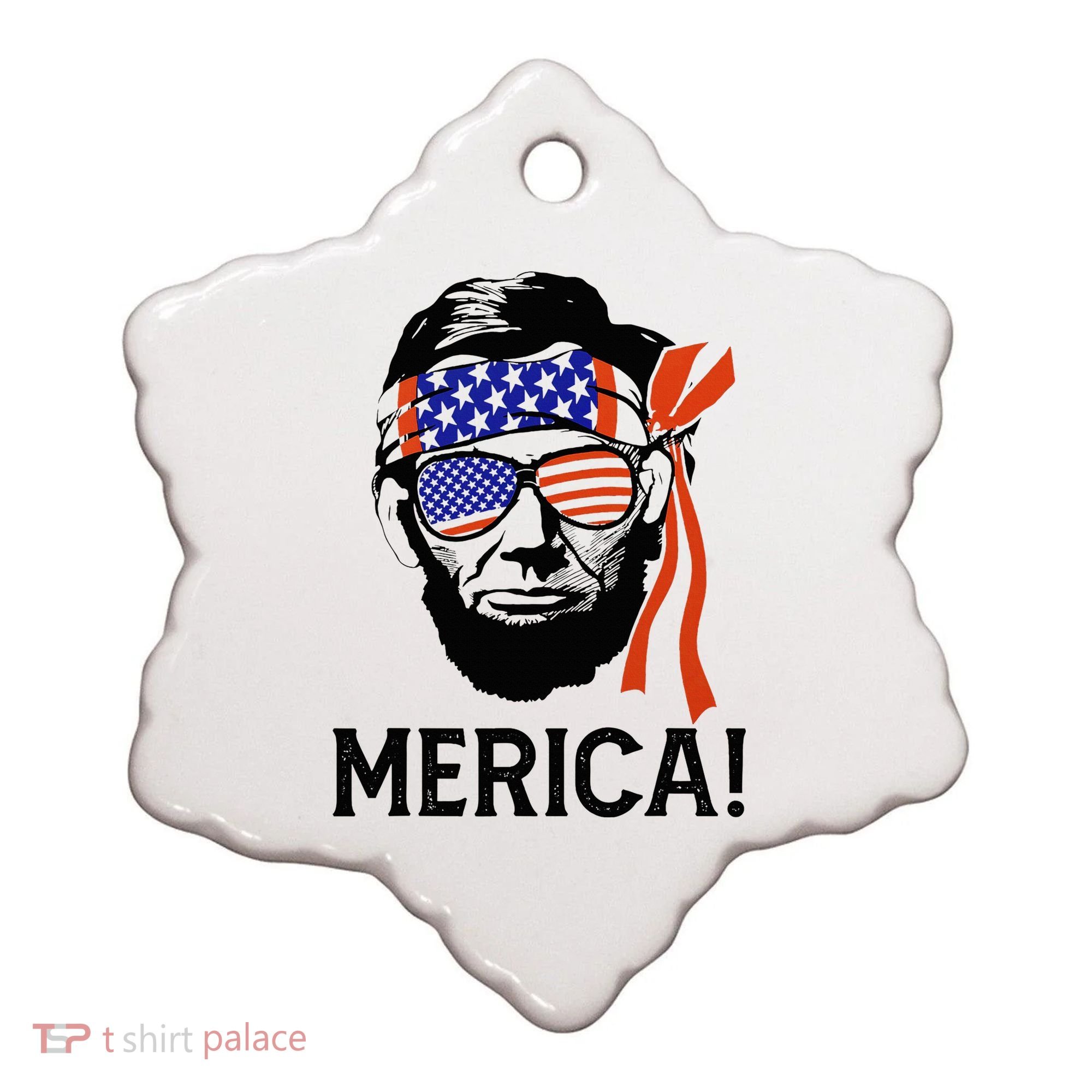Abraham Lincoln 4th Of July Merica American Flag Ceramic Ornament