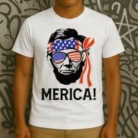Abraham Lincoln 4th Of July Merica American Flag T-Shirt thumb 3