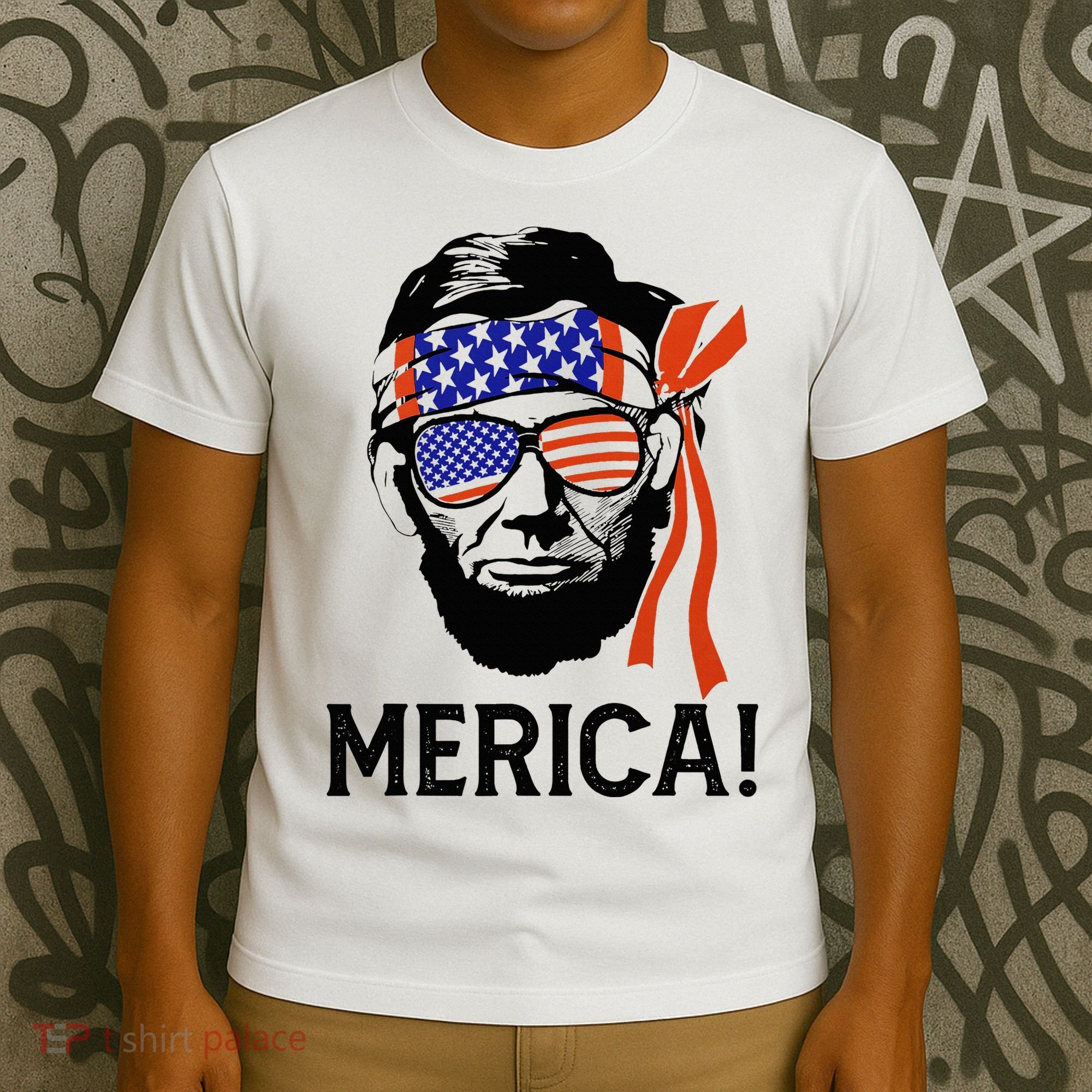 Abraham Lincoln 4th Of July Merica American Flag T-Shirt
