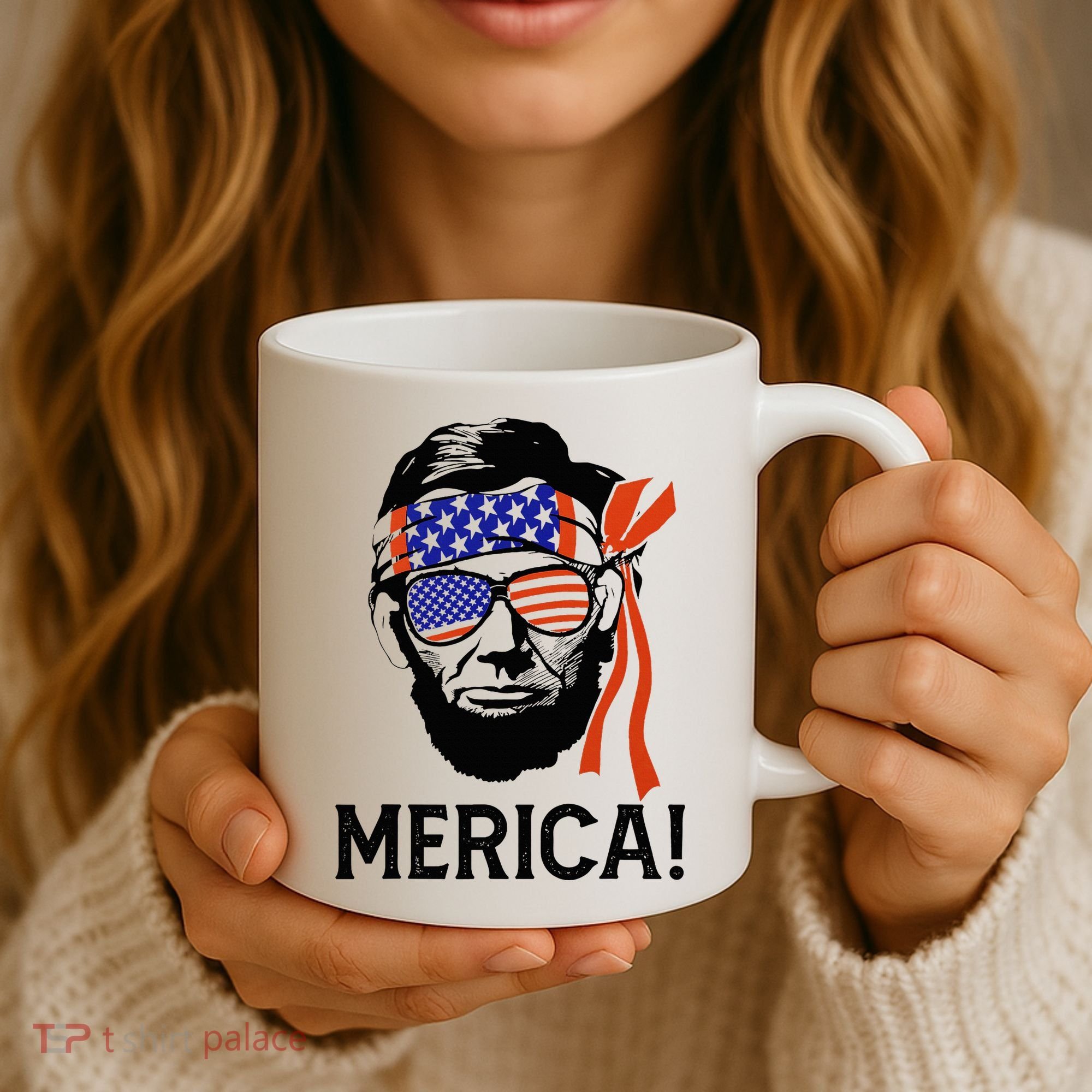 Abraham Lincoln 4th Of July Merica American Flag Coffee Mug