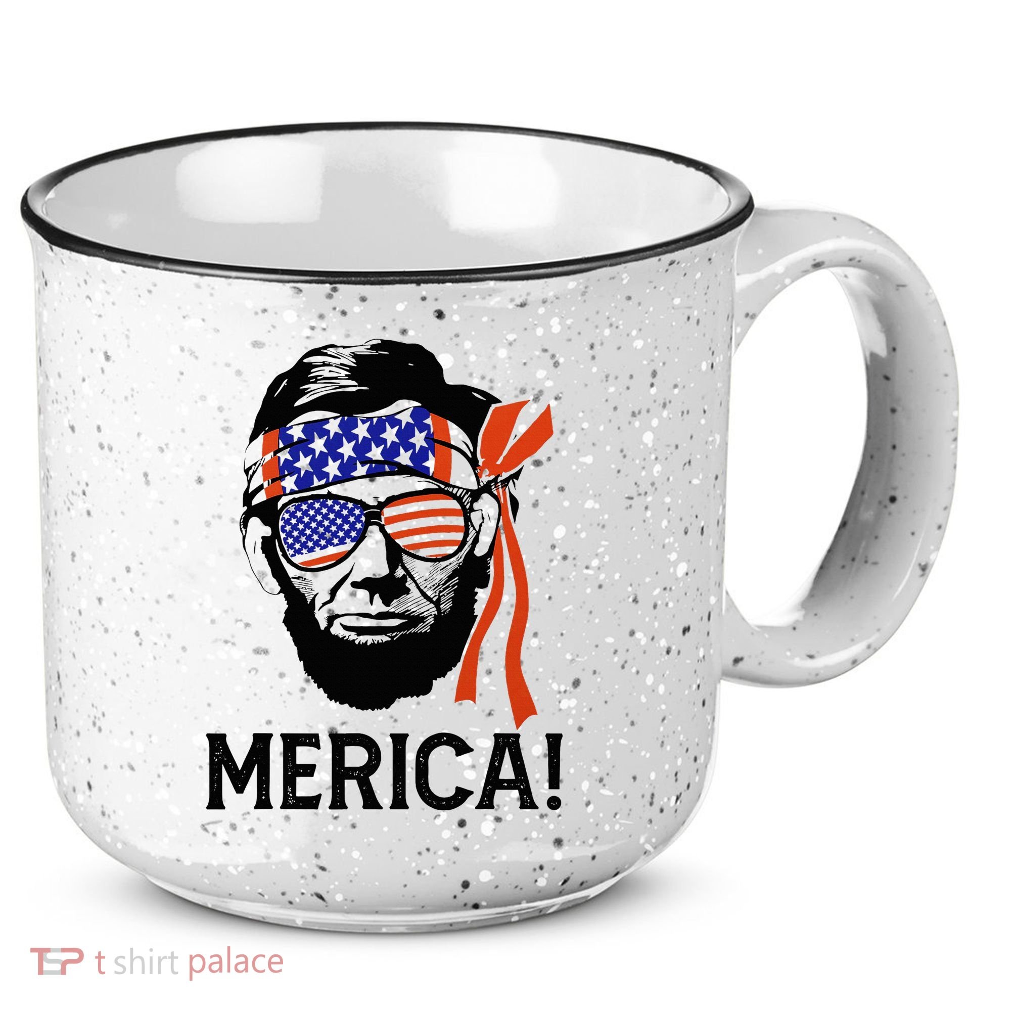 Abraham Lincoln 4th Of July Merica American Flag 15oz Campfire Ceramic Mug